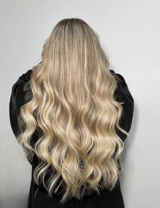 Blonde balayage hair color by Simply Styled in Humble Texas